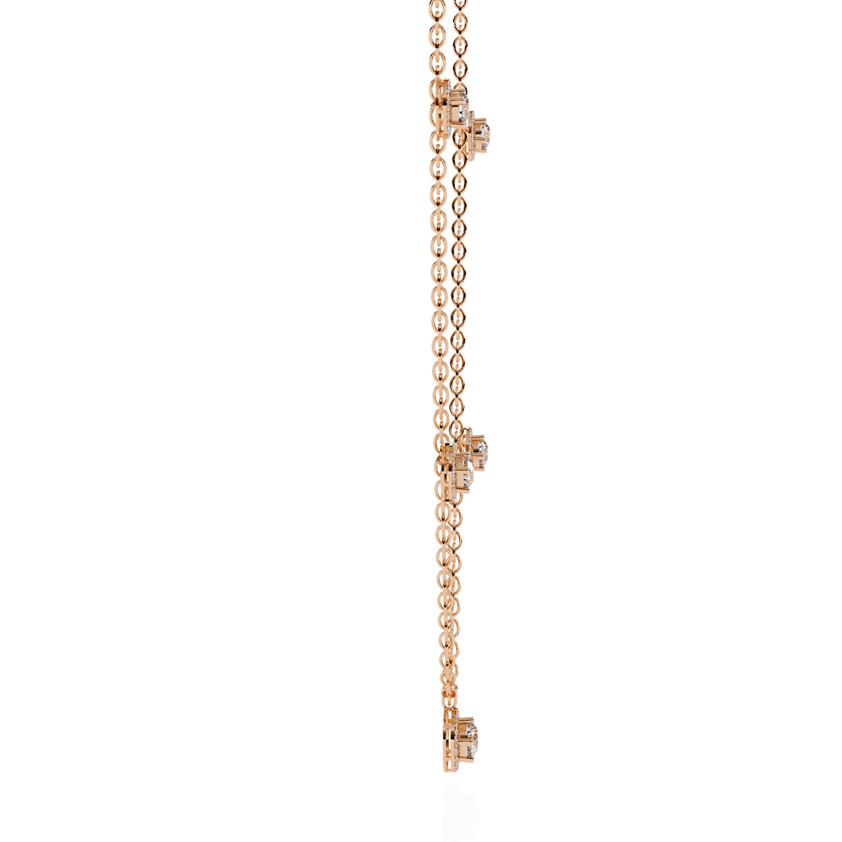 Round Cut Moissanite Diamond Halo Station Necklace - View 8