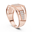 Round Cut Lab Grown Diamond Men's Pillar Cage Geometric Gold Statement Band - View 8
