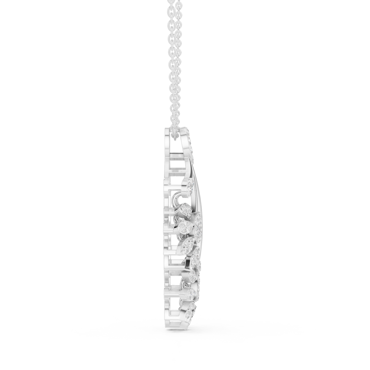 Floral Drop Pendant with Round Moissanite Diamond - View 6