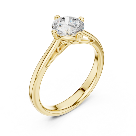 Round Diamond Moissanite Solitaire Engagement Ring - View 2