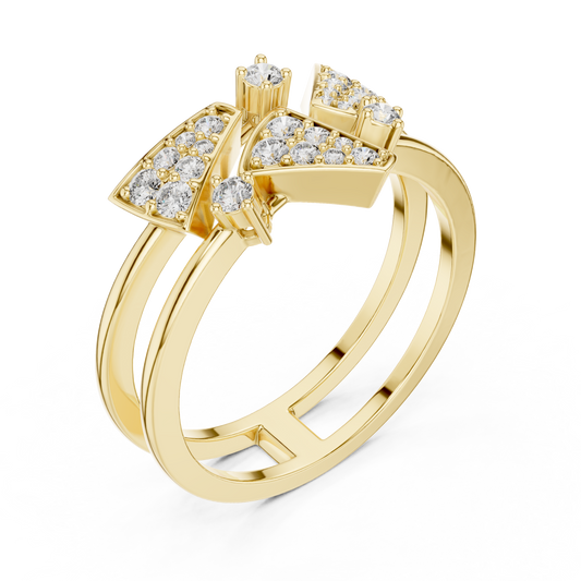 Unique Design Geometric Round Lab Diamond Open Double Shank Ring - View 2