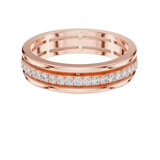 Channel Set Band With Round Brilliant Cut Moissanite Diamonds - View 2