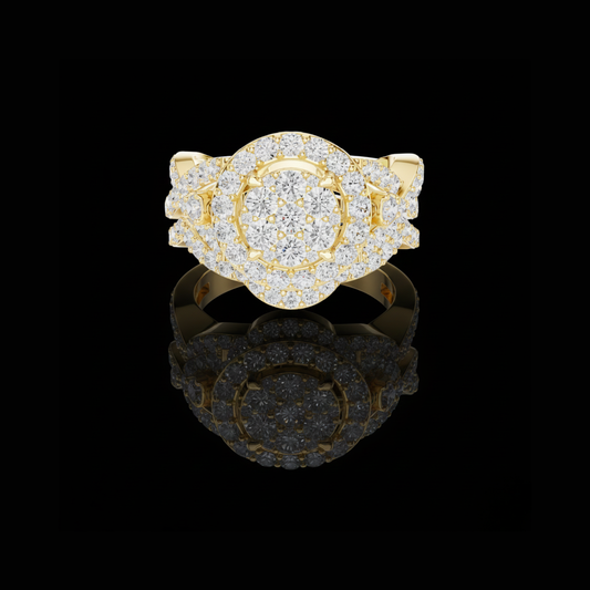 Round Halo Cluster Lab Diamond Ring For Her