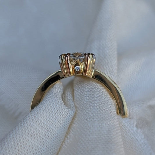 Vintage Oval Lab Diamond Engraved Solitaire Engagement Ring - View 2