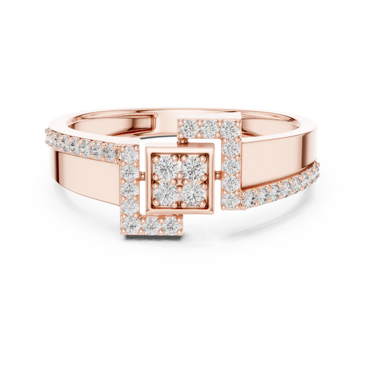 Cluster Round Cut Moissanite Diamond Statement Engagement Ring Wide Band - View 2