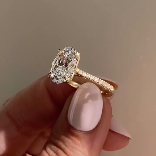 Oval Cut Moissanite Diamond Engagement Ring - View 2