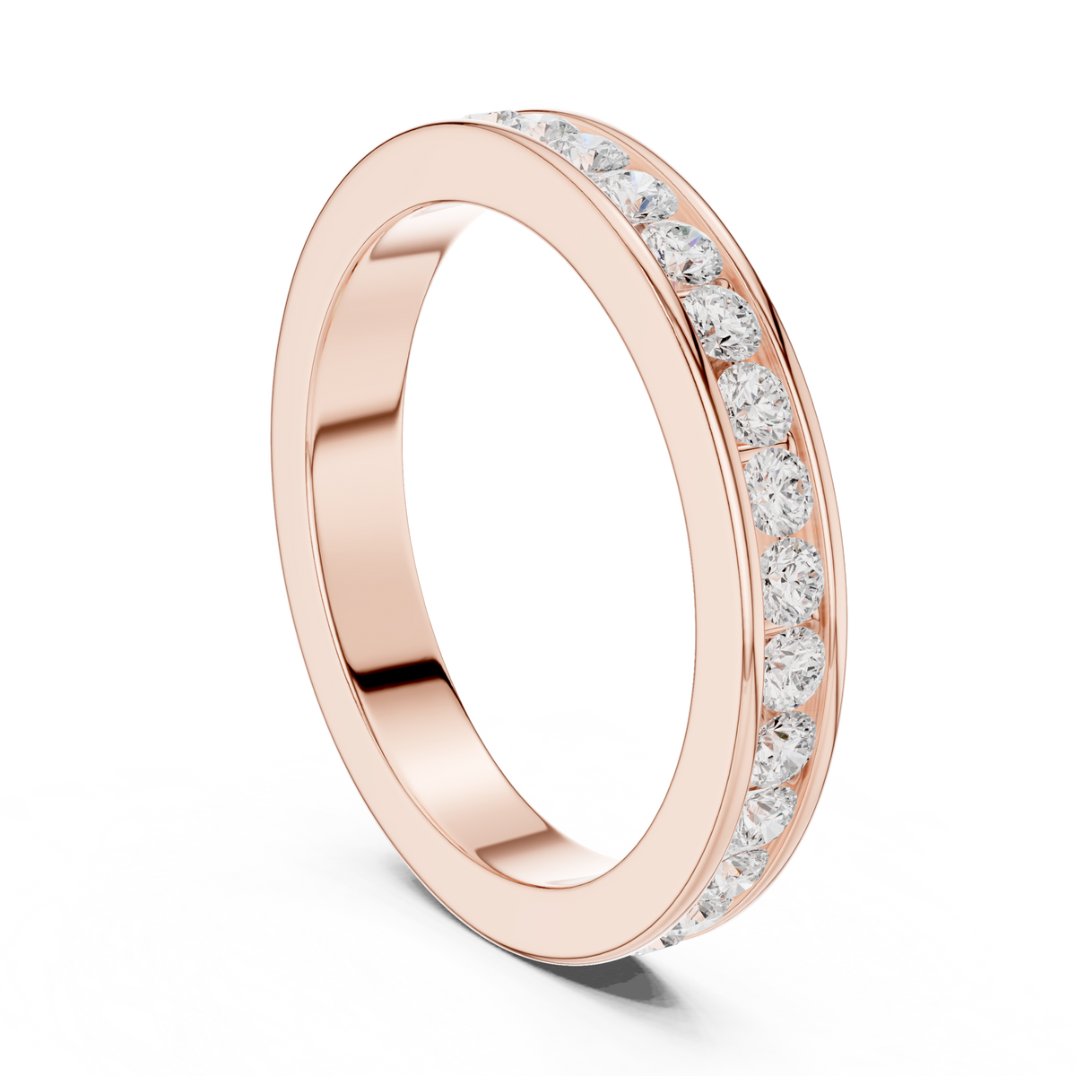 Round Cut Moissanite Diamond Men's Single Row Channel Set Ring - View 6