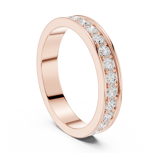 Round Cut Channel Set Lab Diamond Eternity Wedding Band Ring - View 2
