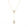 Bezel Set Round with Drop Pear Cut Lab Grown Diamond Necklace - View 8