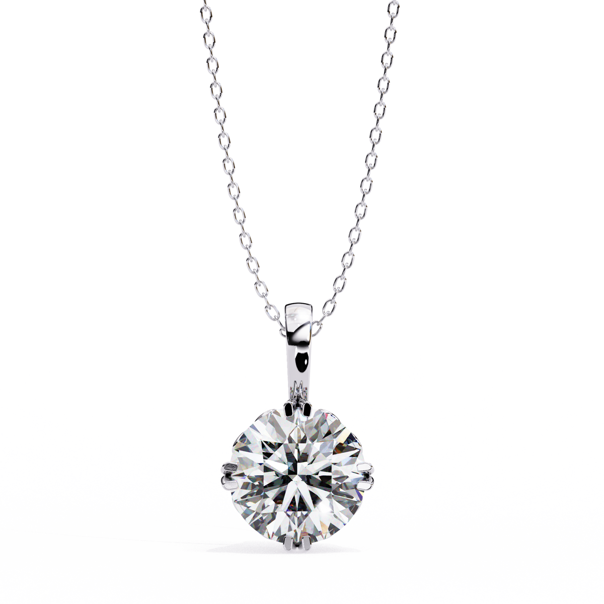 Round Moissanite Diamond Solitaire Double Prong Pendant - View 4