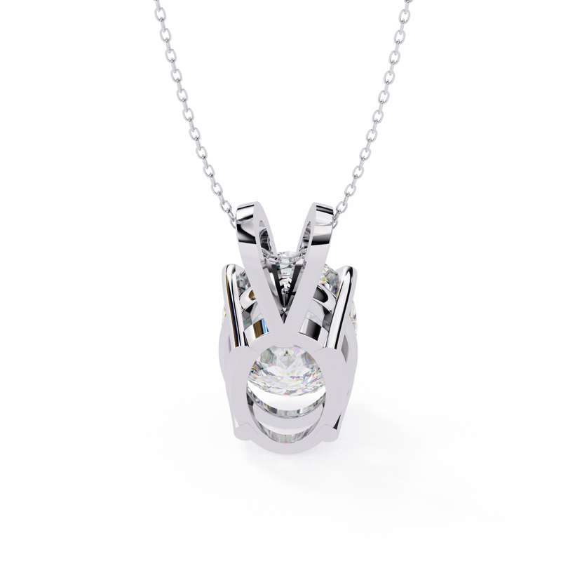 Oval Cut Lab Grown Diamond Solitaire Four Prong V Bail Pendant - View 10