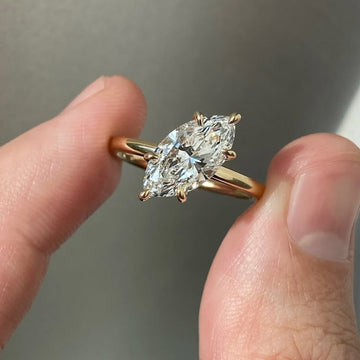 Marquise Moissanite Diamond Engagement Ring With Six Prong