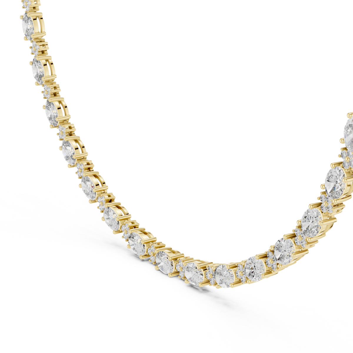 Oval Diamond Lab Grown Tennis Necklace with Round Accents - View 2