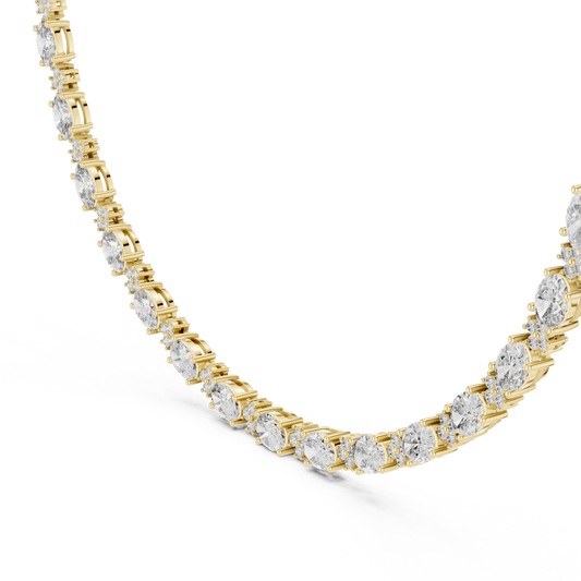 Oval Diamond Moissanite Tennis Necklace with Round Accents - View 2
