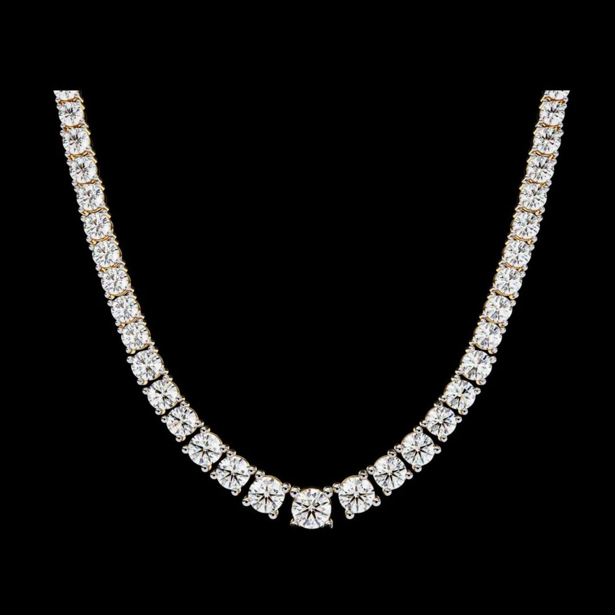 Round Cut Lab Grown Diamond Tennis V Necklace