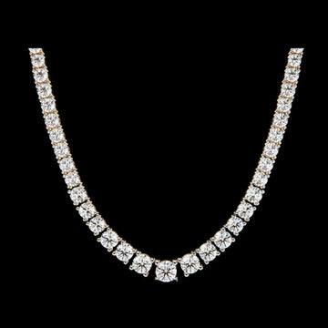 Round Cut Lab Grown Diamond Tennis V Necklace