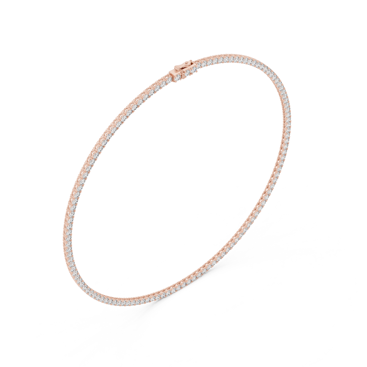 Round Cut Moissanite Diamond Tennis Necklace - View 3