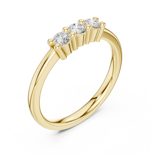 Round Brilliant Moissanite Diamond Three Stone Ring For Women - View 2
