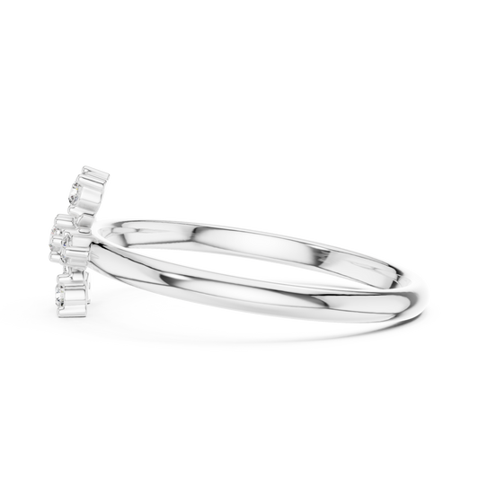 Elegant Round Cut Lab Diamond Cluster Flower Ring With Gold Band - View 2