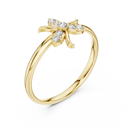 Floral Round Cut Lab Diamond Leaf Cluster Engagement Ring - View 2