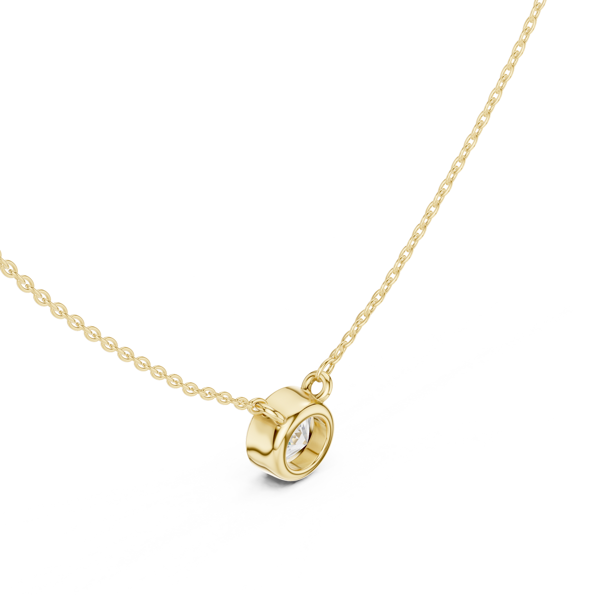 Round Lab Grown Diamond Solitaire Pendant with Center Bezel Setting - View 4