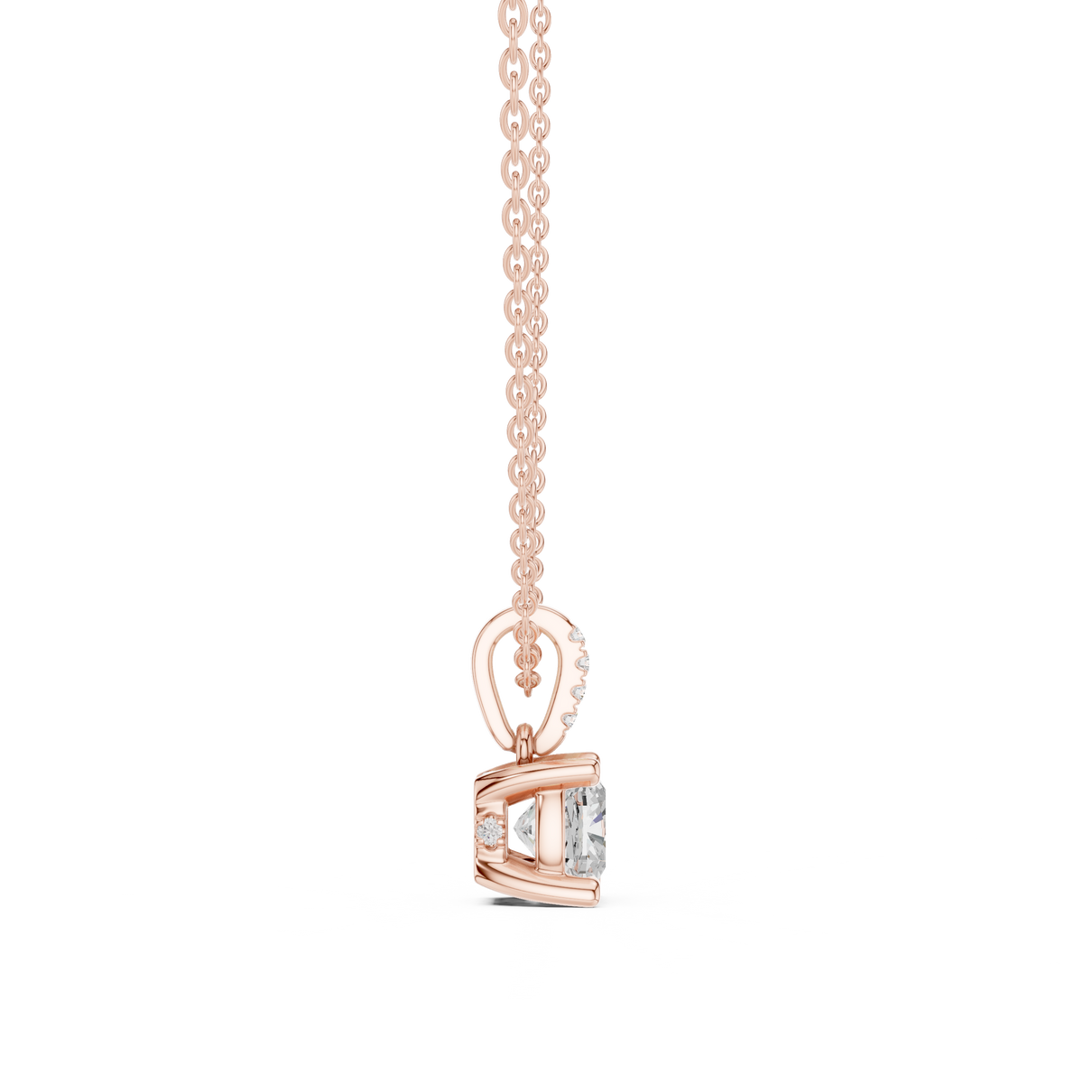 Cushion Cut Lab Grown Diamond Solitaire Pendant - View 9