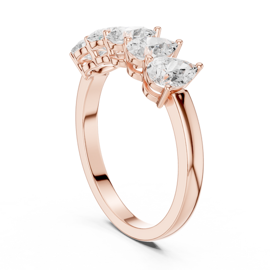 Pear Cut Moissanite Diamond Wedding Band Ring - View 2