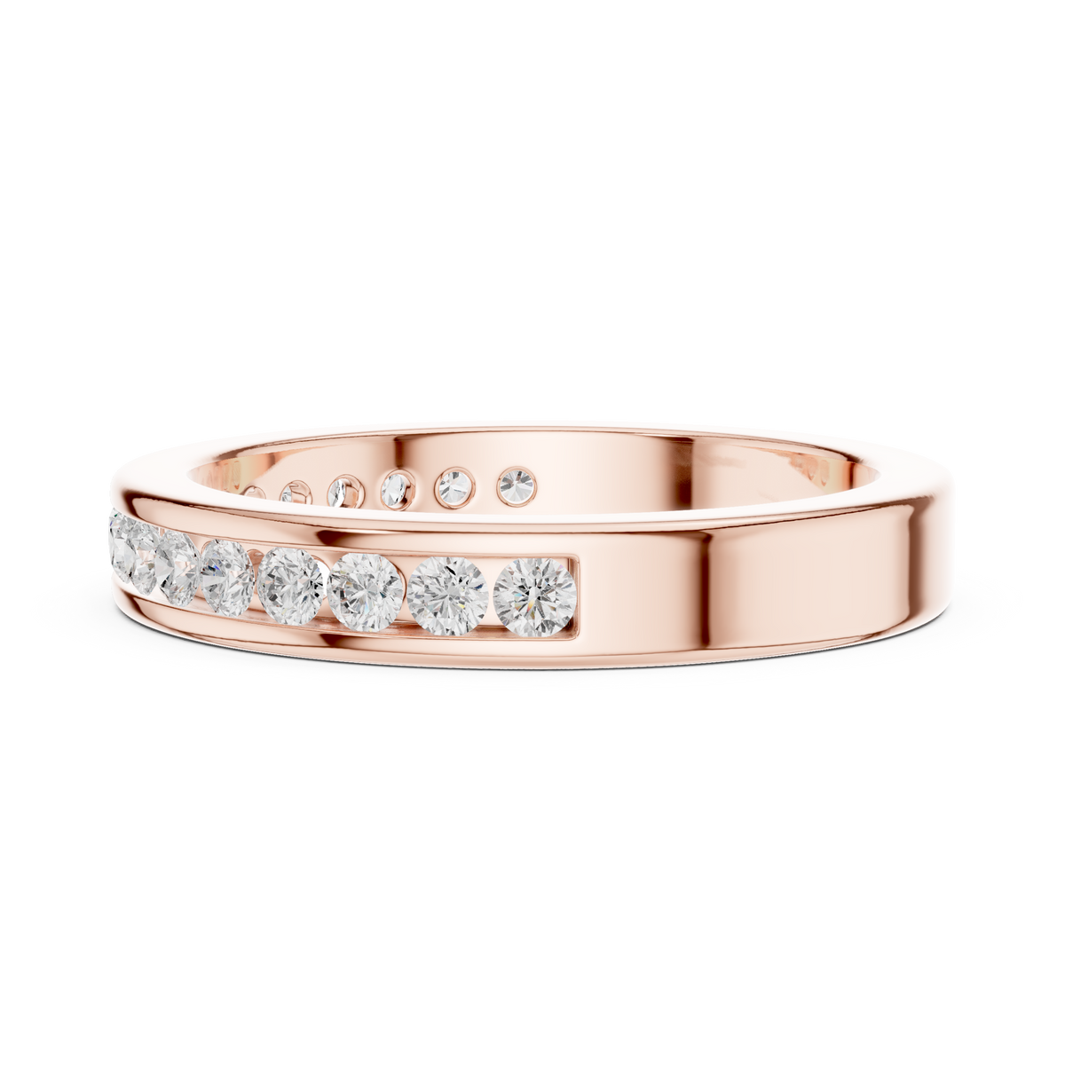 Modern Round Lab Diamond Channel Set Wedding Band - View 8