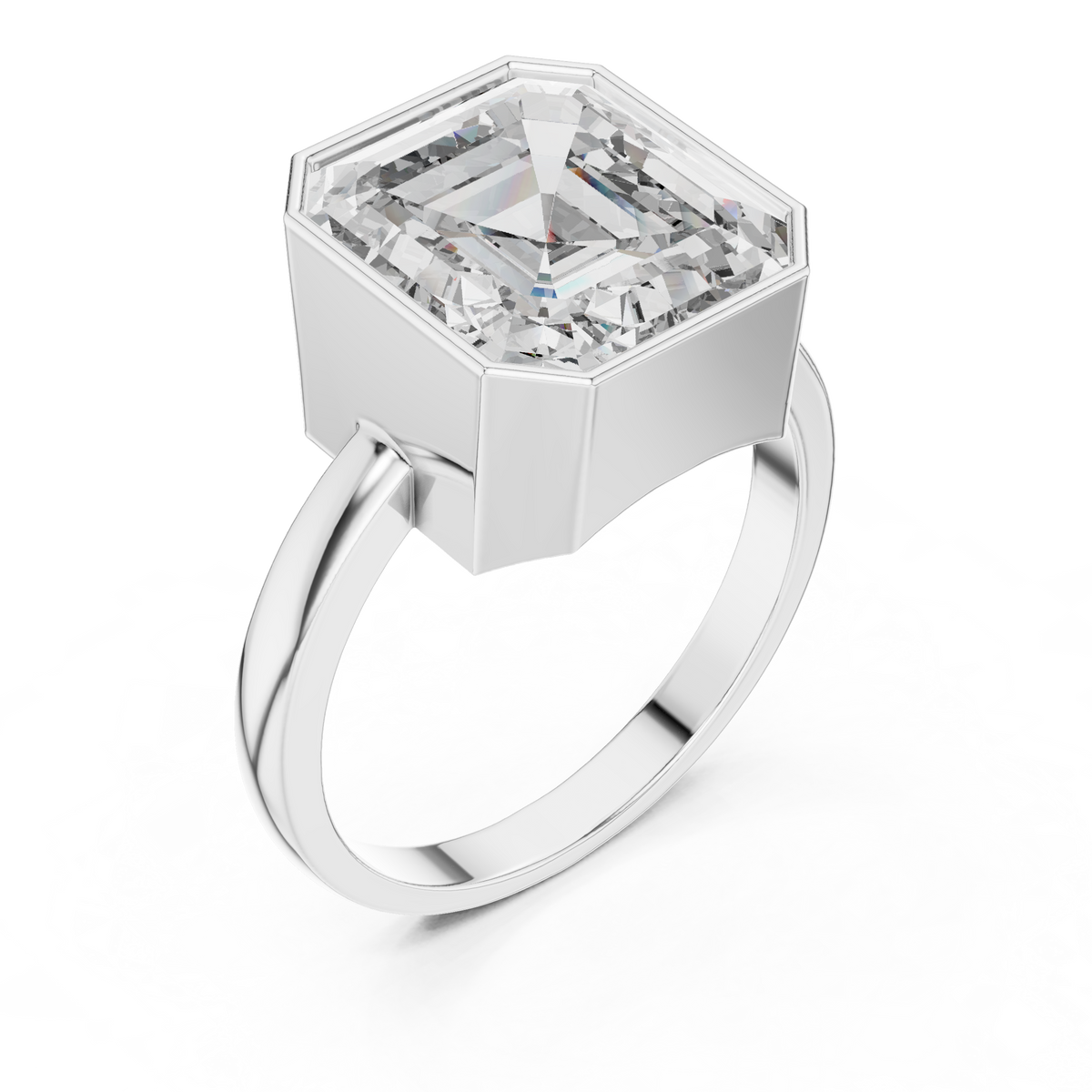 Asscher Cut Lab Grown Diamond Men's Full Bezel Engagement Ring - View 6