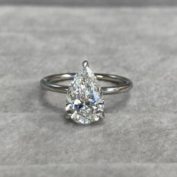 Pear Cut Lab Diamond Solitaire Delicate Wear Engagement Ring
