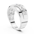 Round Cut Moissanite Diamond Men's Curved Swirl Channel Set Gold Band - View 12