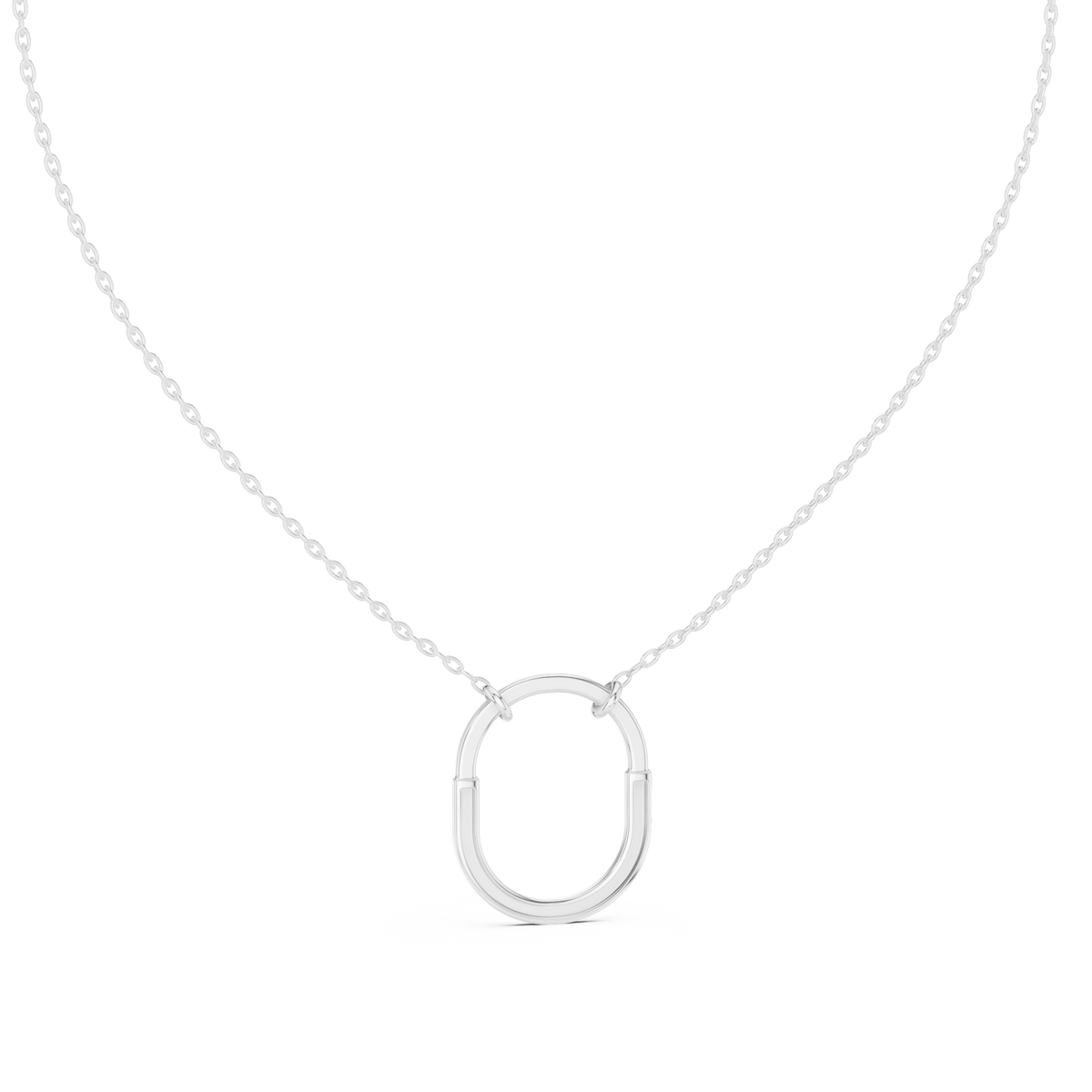 U Shape Hardware Pattern Statement Pendant with Round Lab Grown Diamond - View 9