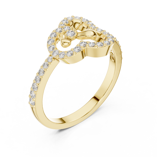 Clover Floral Lab Diamond Ring With Pave Band - View 2