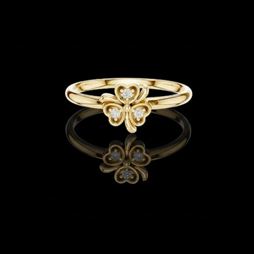 Butterfly Round Cut Moissanite Diamond Ring with Diamond Accents