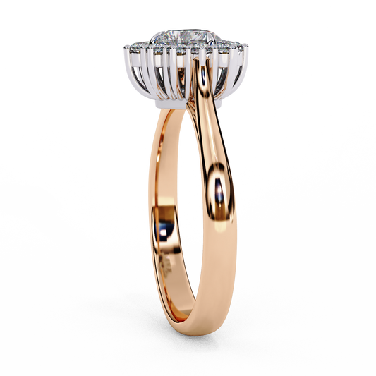 Cluster Halo Heart Cut Lab Diamond Engagement Ring - View 2