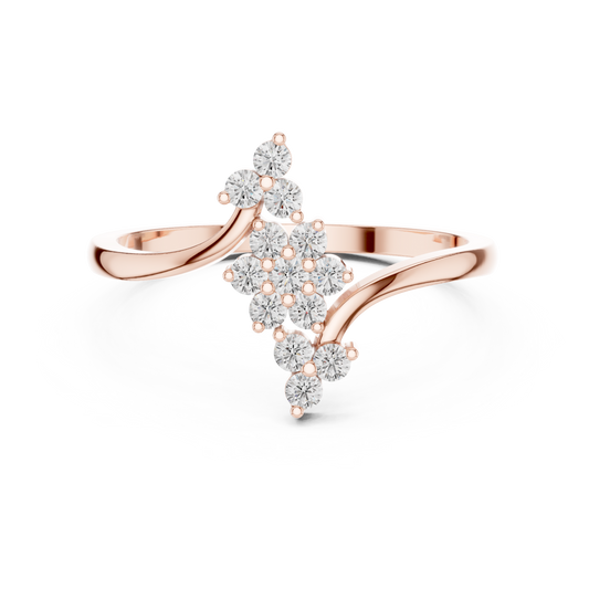 Floral Moissanite Diamond Cluster Bypass Engagement Ring - View 2