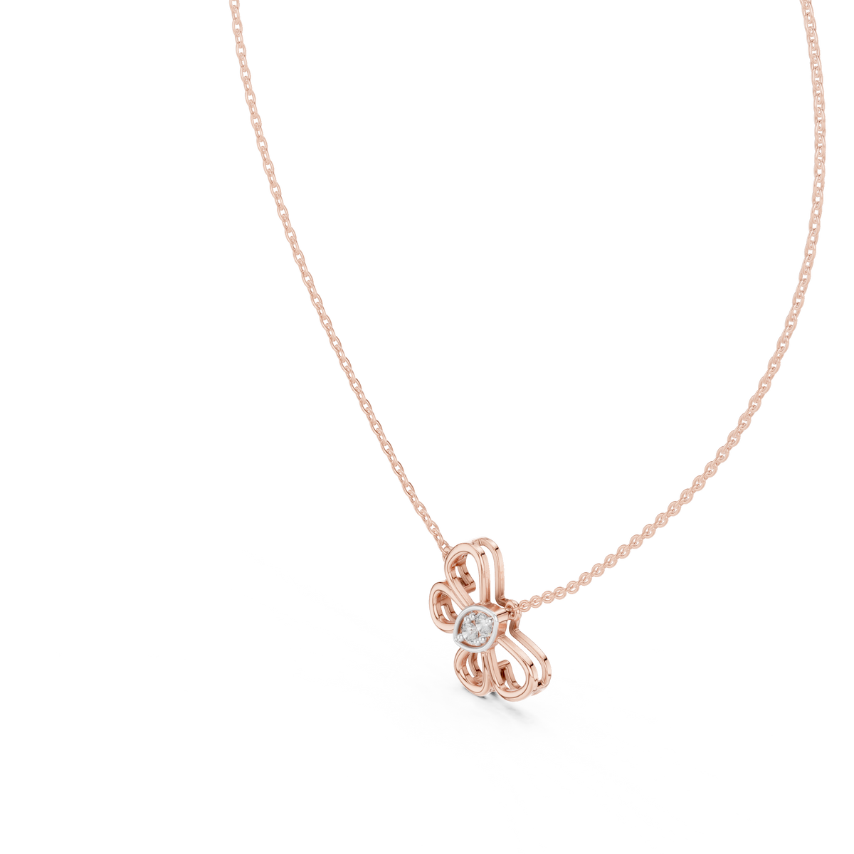 Openwork Butterfly Pendant with Round Cut Lab Grown Diamond - View 11