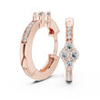 Quad Blossom Flower Cluster Round Moissanite Diamond Huggie Hoop Earring - View 8