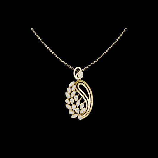 Leaf Motif Nature Inspired Moissanite Diamond Pendant Necklace