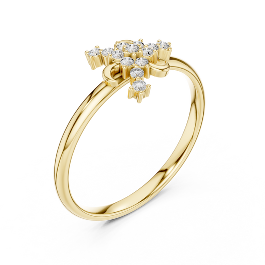 Diamond Floral Cluster Ring with Round Moissanite Stones - View 2