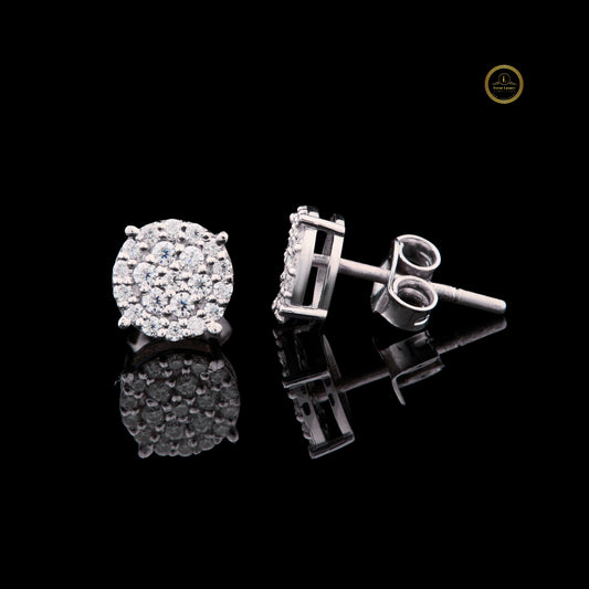 Premium Lab Grown Round Multi Stone Cluster Stud Earrings with Exceptional Radiance - View 2