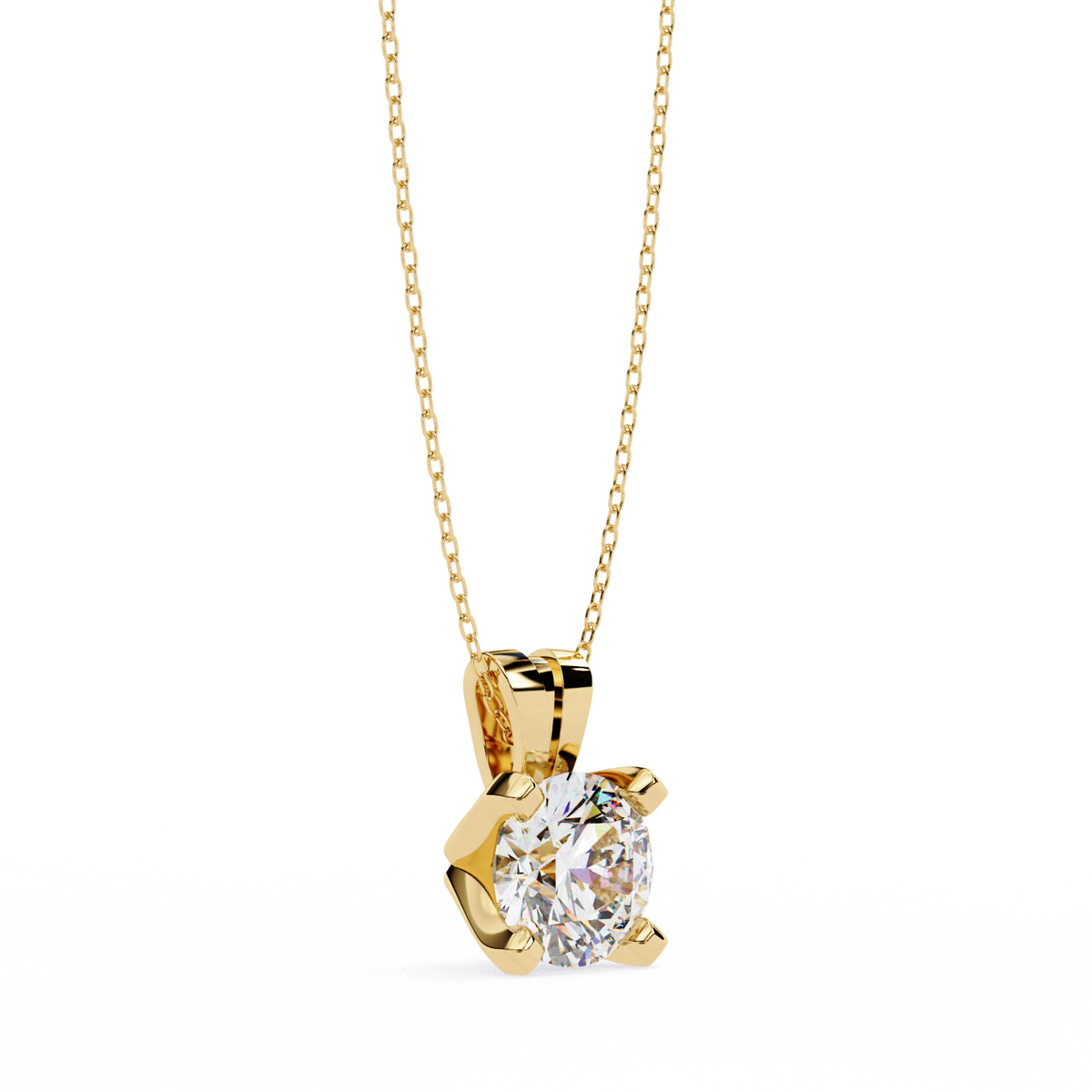 Round Lab Grown Diamond Pendant with Heavy Four Prong Double Bail Setting - View 5