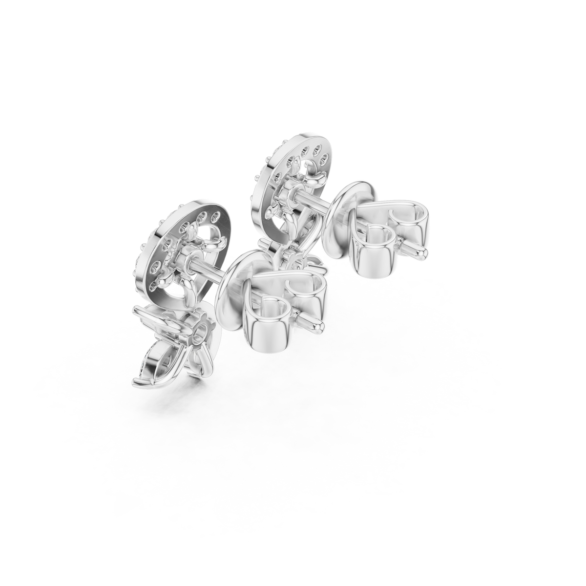 Floral Vine Moissanite Diamond Marquise & Round Stone Drop Stud Earrings - View 12