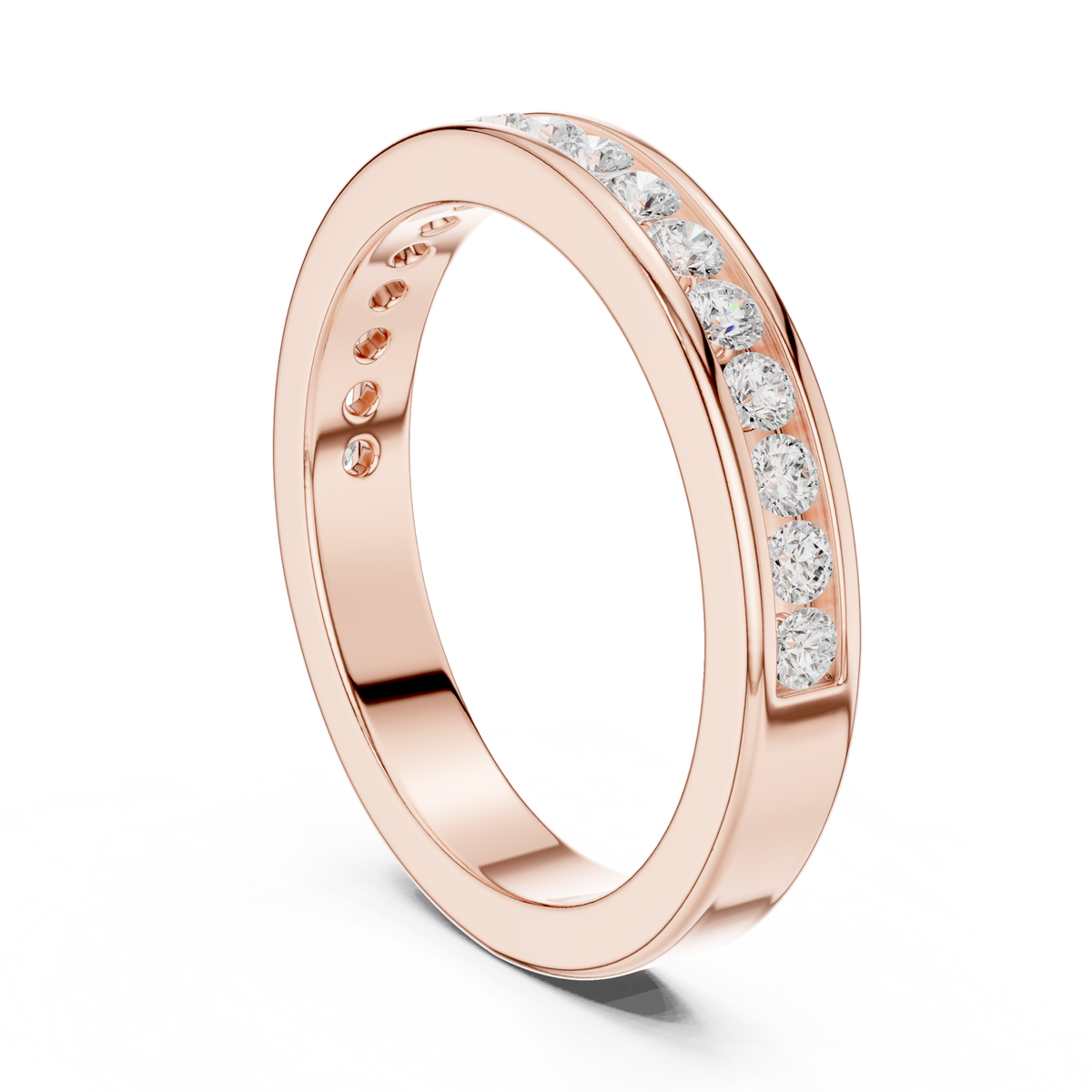Modern Round Lab Diamond Channel Set Wedding Band - View 11