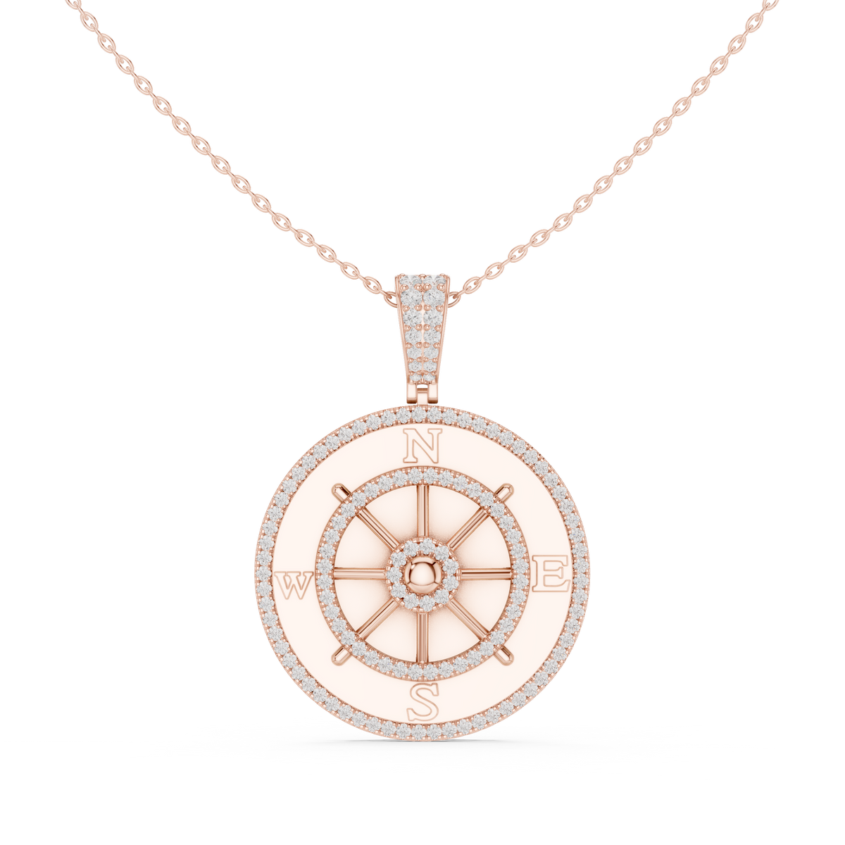 Directional Wheel Pattern Statement Charm Featuring Round Moissanite Diamond - View 2