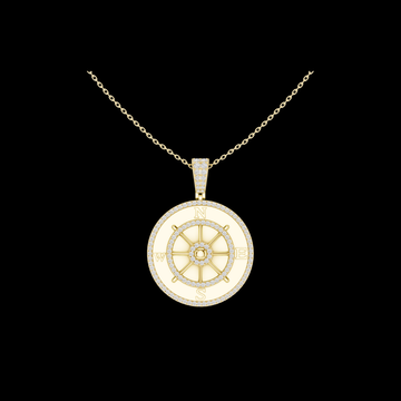 Directional Wheel Pattern Statement Charm Featuring Round Moissanite Diamond