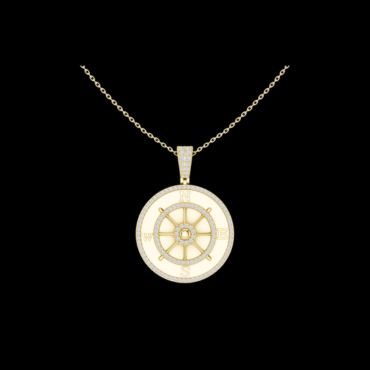 Directional Wheel Pattern Statement Charm Featuring Round Moissanite Diamond