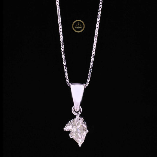 Contemporary Antique Cut Moissanite Diamond Pendant with Box Link Chain