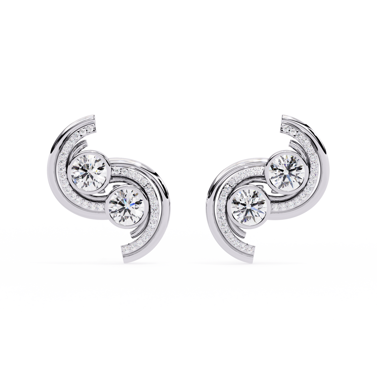 Sparkling Round Cut Moissanite Diamond Stud Earrings Stackable & Trendy For Her - View 5
