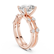Handcrafted Oval Cut Lab Diamond Split Shank Ring with Diamond Accents - View 11